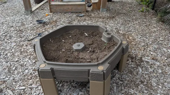 The outdoor garden planter area at Comfort First Early Learning